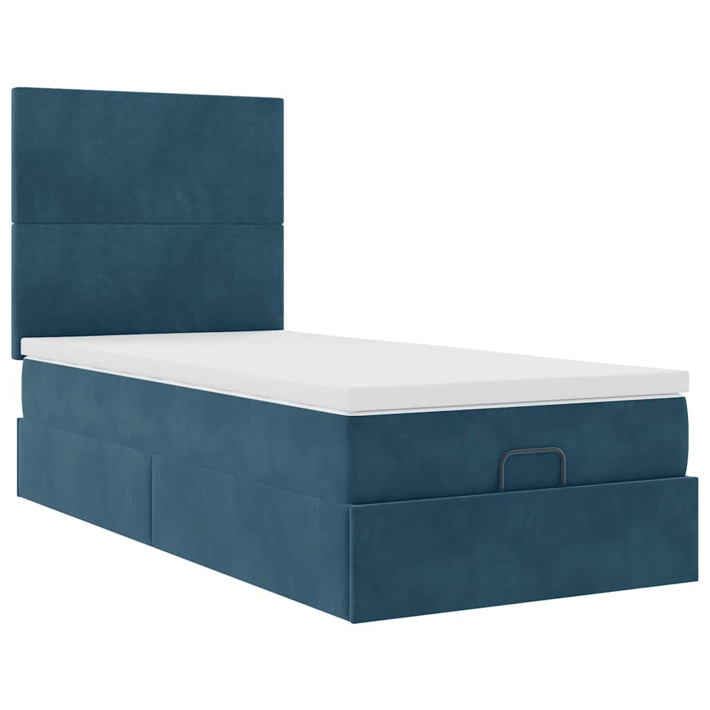 Ottoman bed met matrassen en LED's 80x200cm fluweel donkerblauw