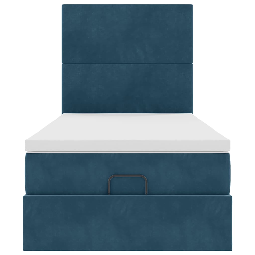 Ottoman bed met matrassen en LED's 80x200cm fluweel donkerblauw