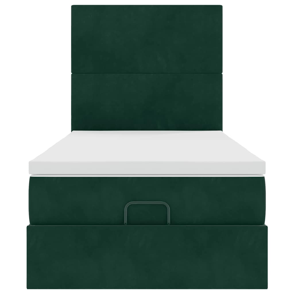 Ottoman bed met matrassen en LED's 90x190cm fluweel donkergroen is nu te koop bij PeponiXL, paradijselijk wonen!