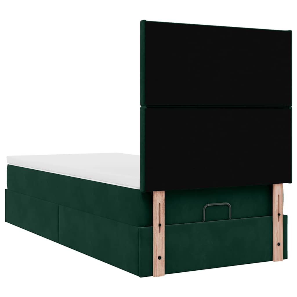Ottoman bed met matrassen en LED's 90x190cm fluweel donkergroen is nu te koop bij PeponiXL, paradijselijk wonen!