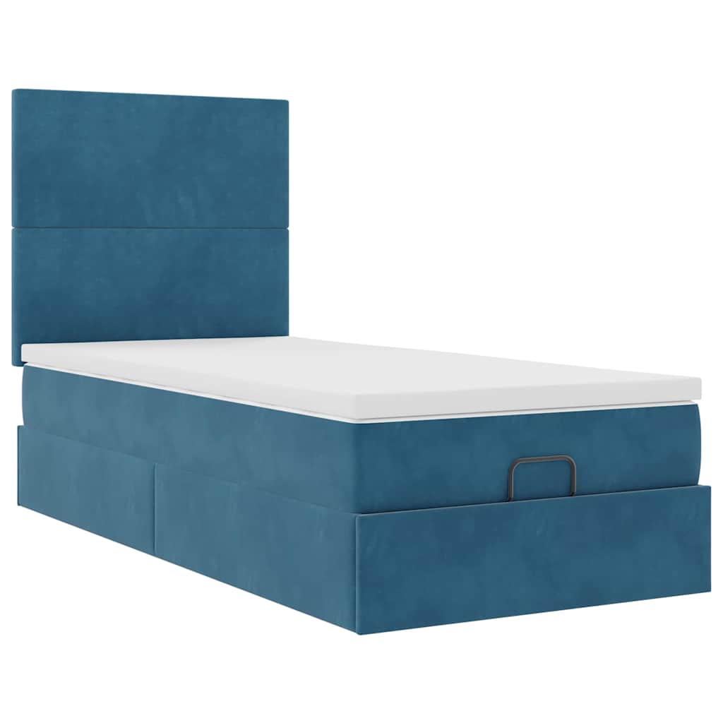 Ottoman bed met matrassen en LED's 90x190cm fluweel donkerblauw is nu te koop bij PeponiXL, paradijselijk wonen!