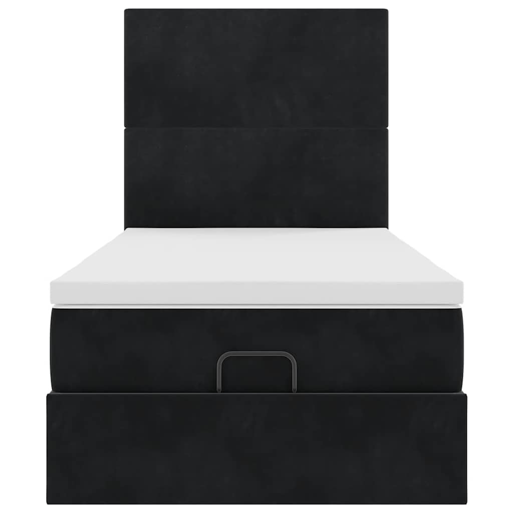 Ottoman bed met matrassen en LED's 100x200cm fluweel zwart is nu te koop bij PeponiXL, paradijselijk wonen!