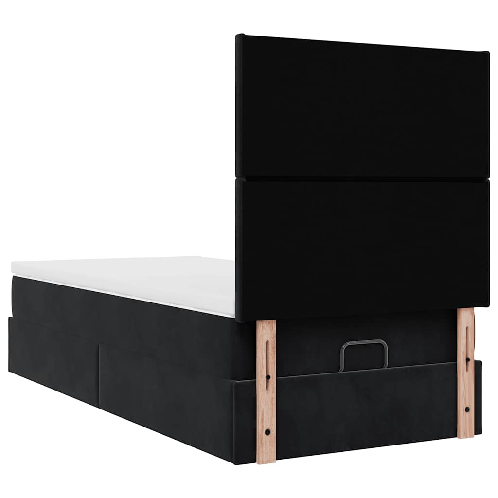 Ottoman bed met matrassen en LED's 100x200cm fluweel zwart is nu te koop bij PeponiXL, paradijselijk wonen!