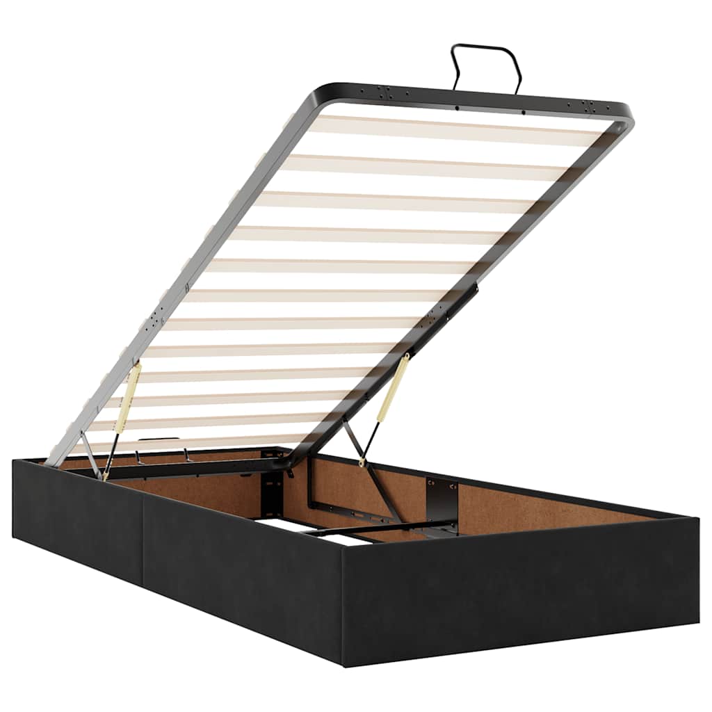 Ottoman bed met matrassen en LED's 100x200cm fluweel zwart is nu te koop bij PeponiXL, paradijselijk wonen!