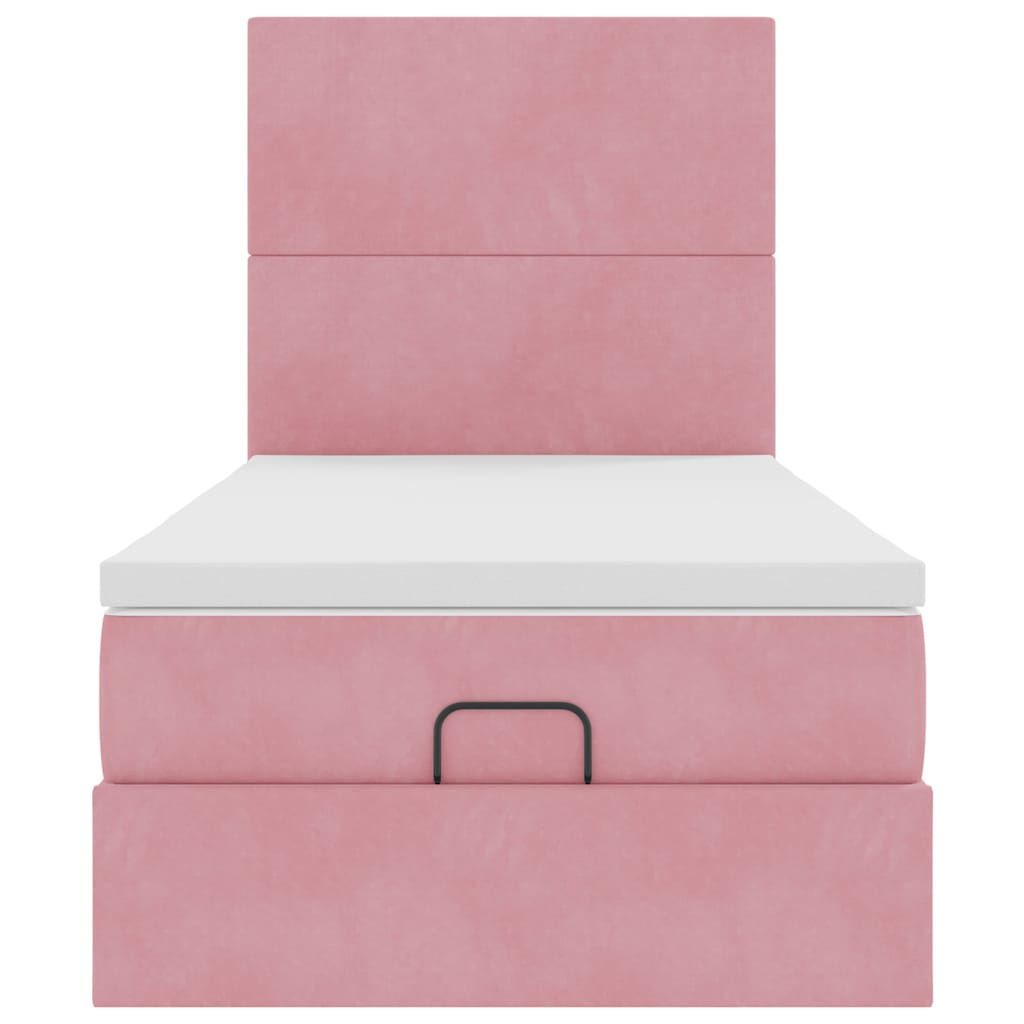 Ottoman bed met matrassen en LED's 100x200cm fluweel roze is nu te koop bij PeponiXL, paradijselijk wonen!