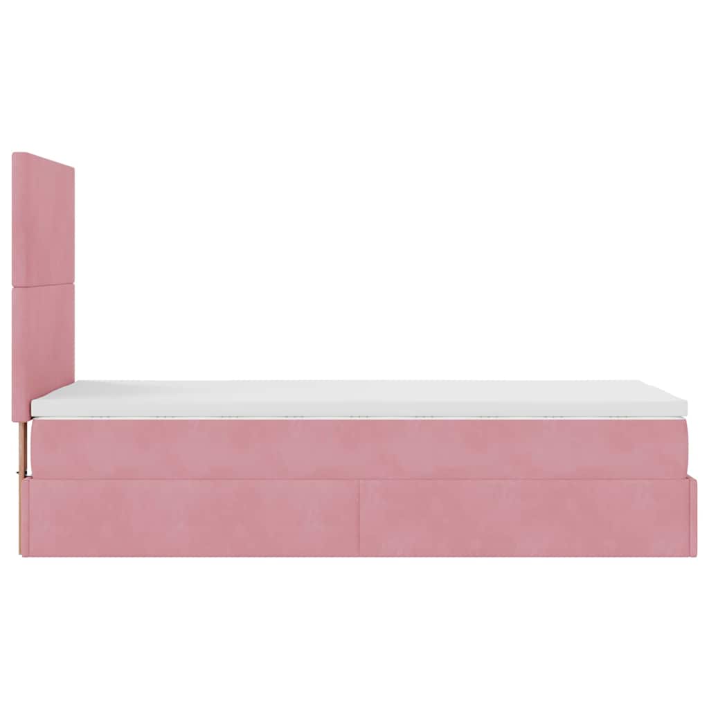 Ottoman bed met matrassen en LED's 100x200cm fluweel roze is nu te koop bij PeponiXL, paradijselijk wonen!