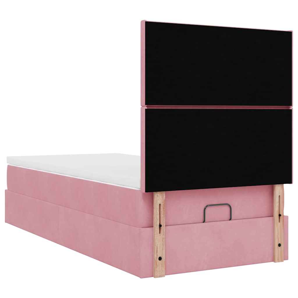 Ottoman bed met matrassen en LED's 100x200cm fluweel roze is nu te koop bij PeponiXL, paradijselijk wonen!