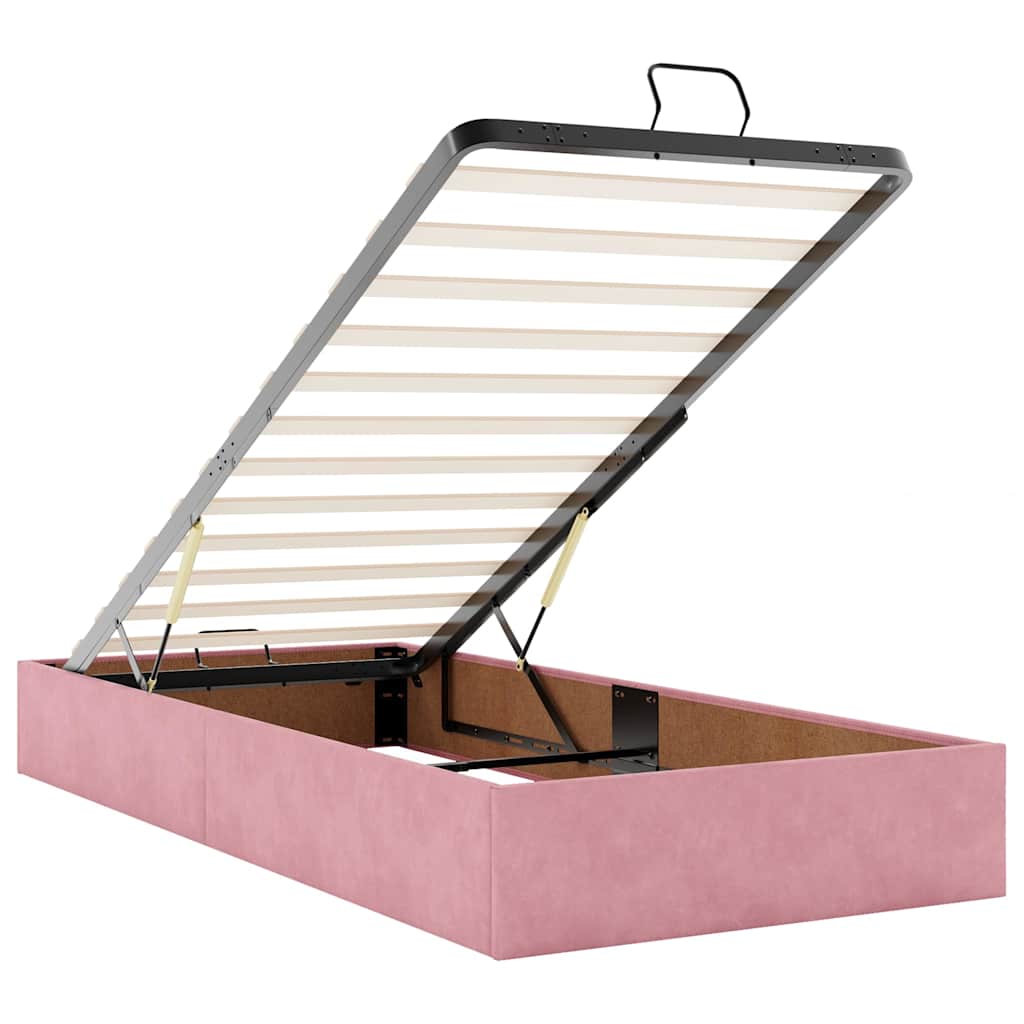 Ottoman bed met matrassen en LED's 100x200cm fluweel roze is nu te koop bij PeponiXL, paradijselijk wonen!