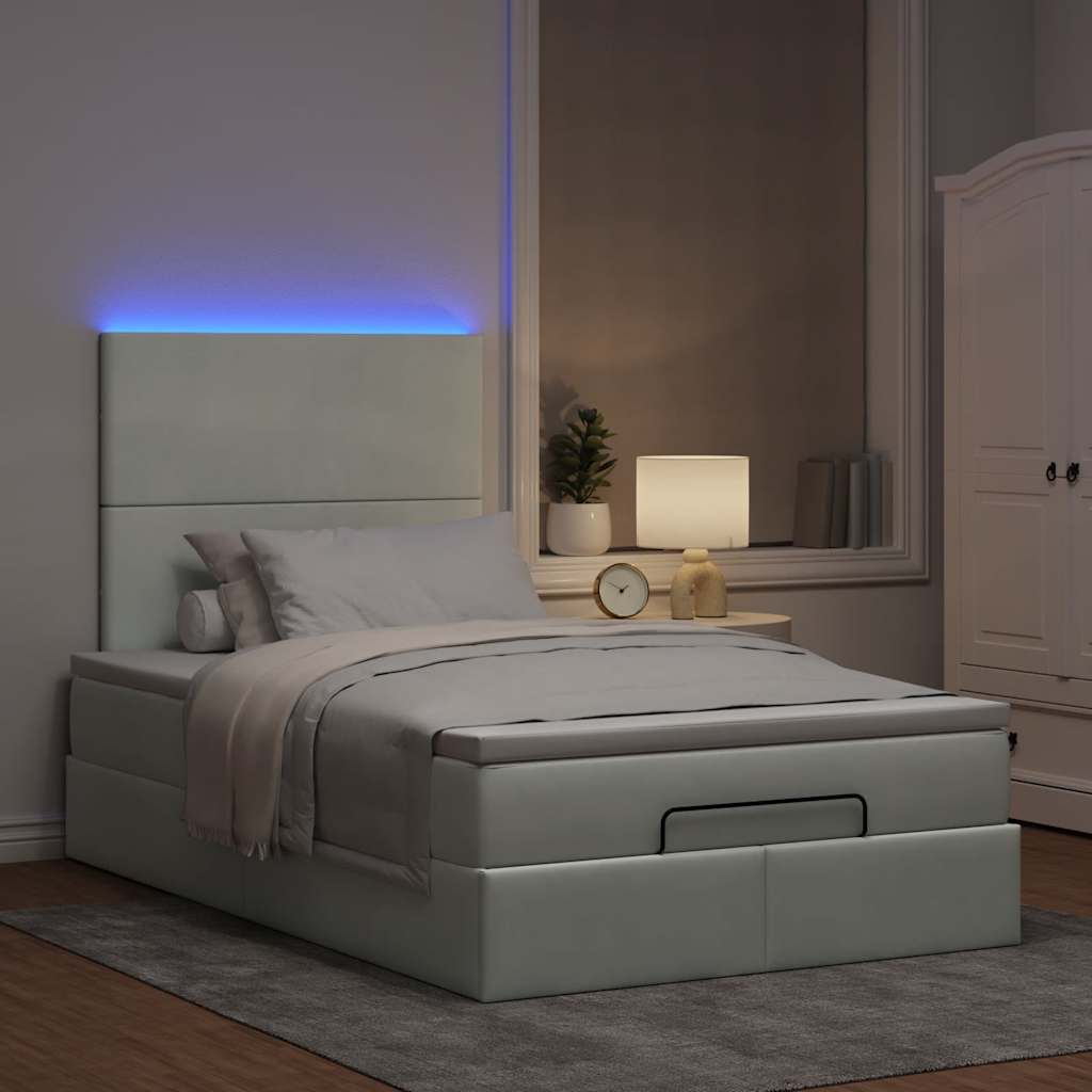 Ottoman bed met matrassen en LED's 120x190cm fluweel lichtgrijs is nu te koop bij PeponiXL, paradijselijk wonen!