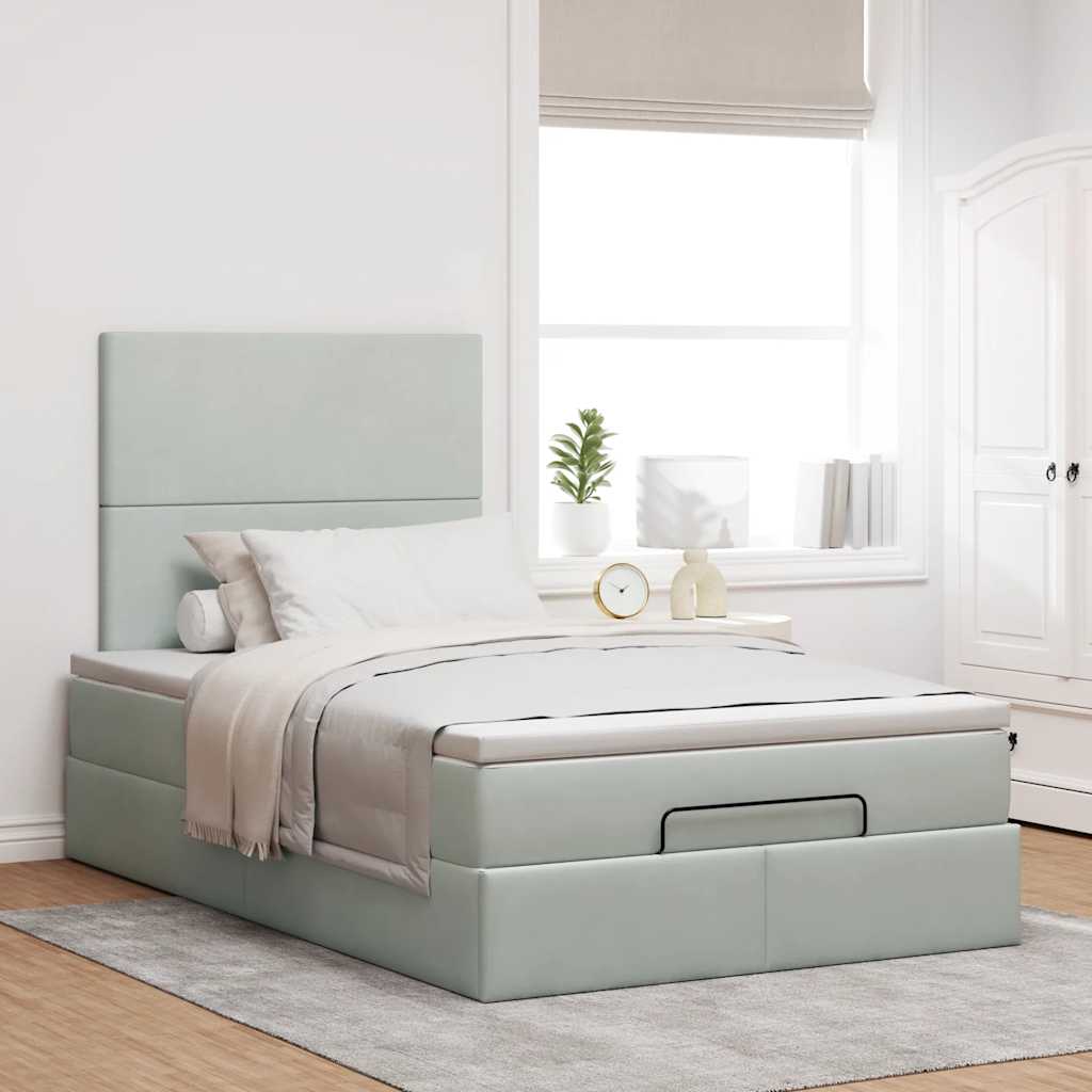 Ottoman bed met matrassen en LED's 120x190cm fluweel lichtgrijs is nu te koop bij PeponiXL, paradijselijk wonen!