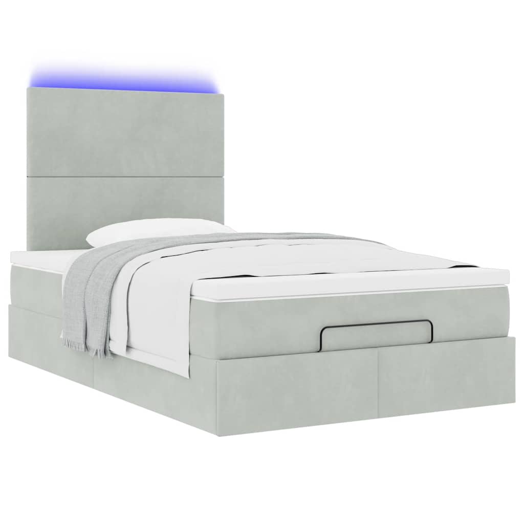 Ottoman bed met matrassen en LED's 120x190cm fluweel lichtgrijs is nu te koop bij PeponiXL, paradijselijk wonen!