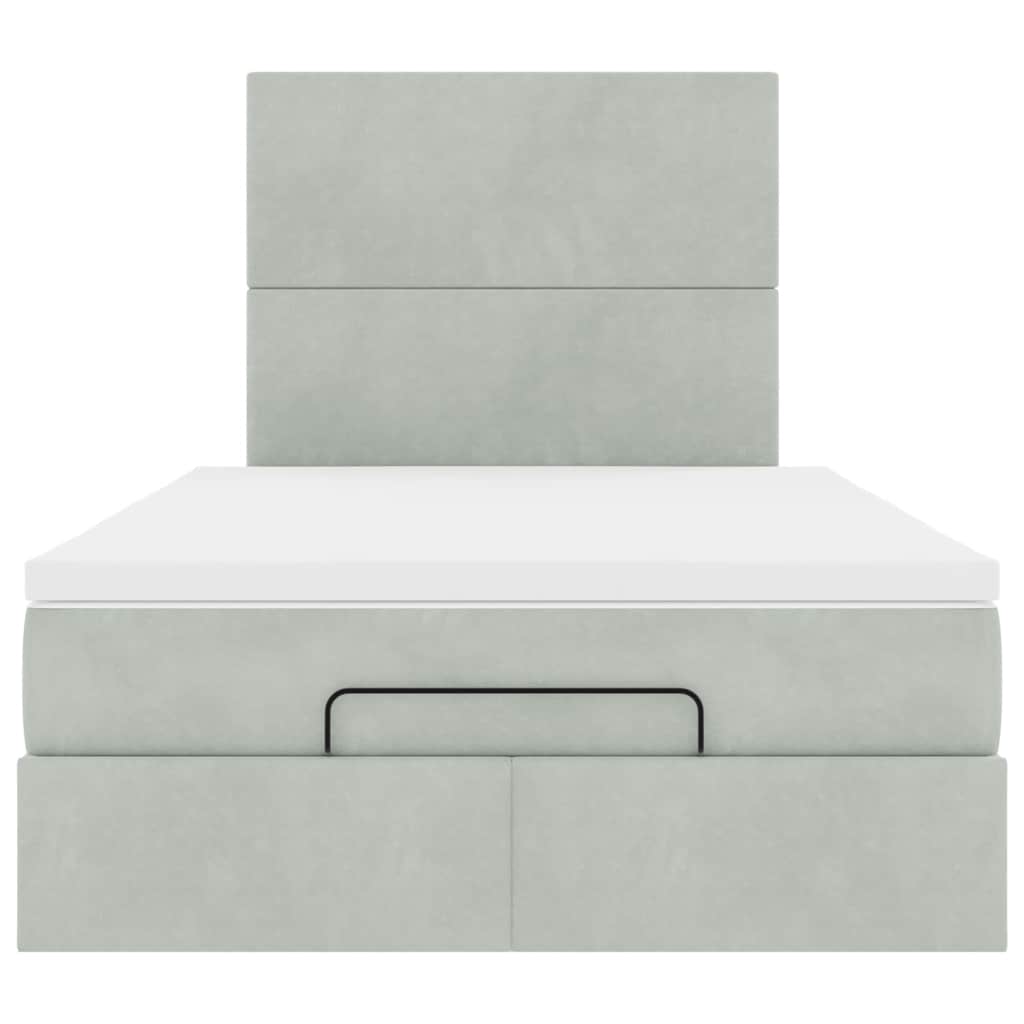 Ottoman bed met matrassen en LED's 120x190cm fluweel lichtgrijs is nu te koop bij PeponiXL, paradijselijk wonen!