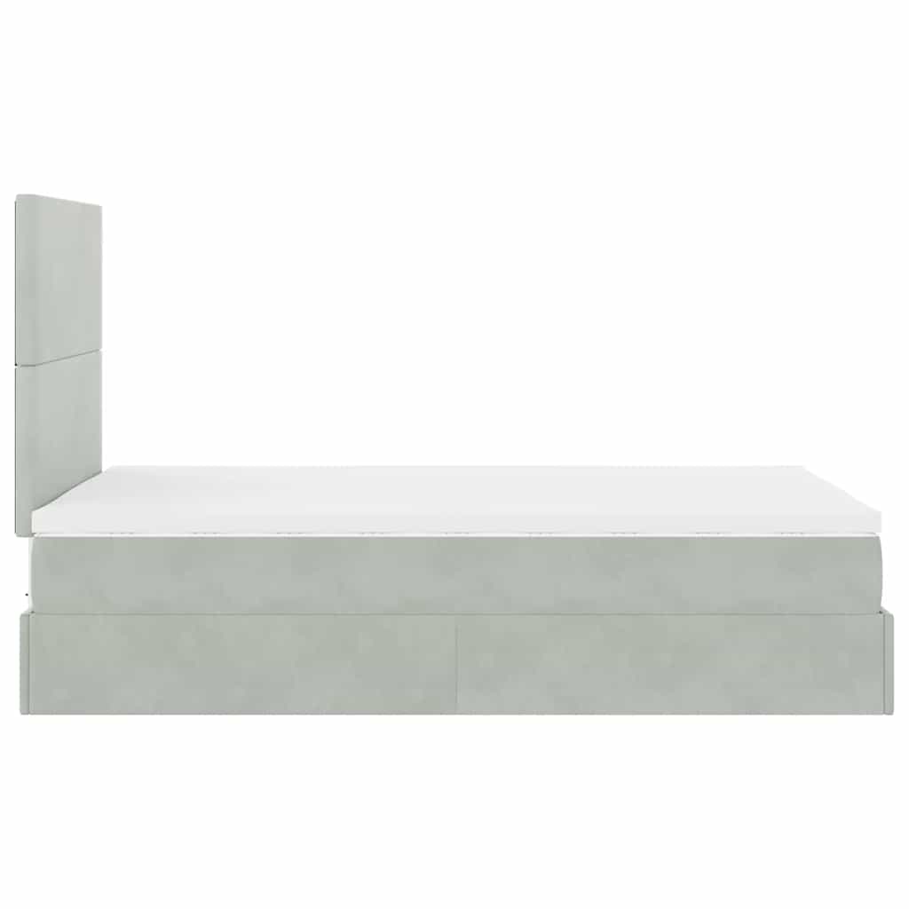 Ottoman bed met matrassen en LED's 120x190cm fluweel lichtgrijs is nu te koop bij PeponiXL, paradijselijk wonen!