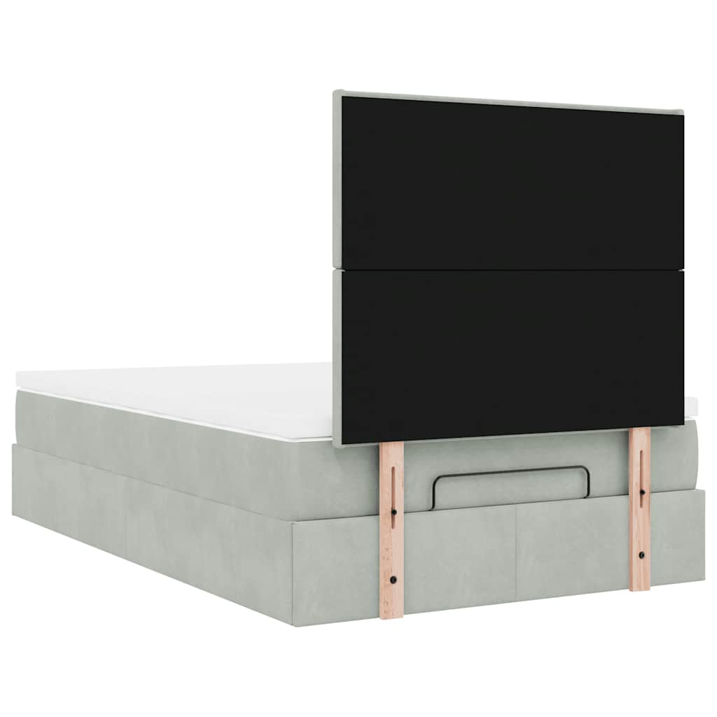 Ottoman bed met matrassen en LED's 120x190cm fluweel lichtgrijs is nu te koop bij PeponiXL, paradijselijk wonen!