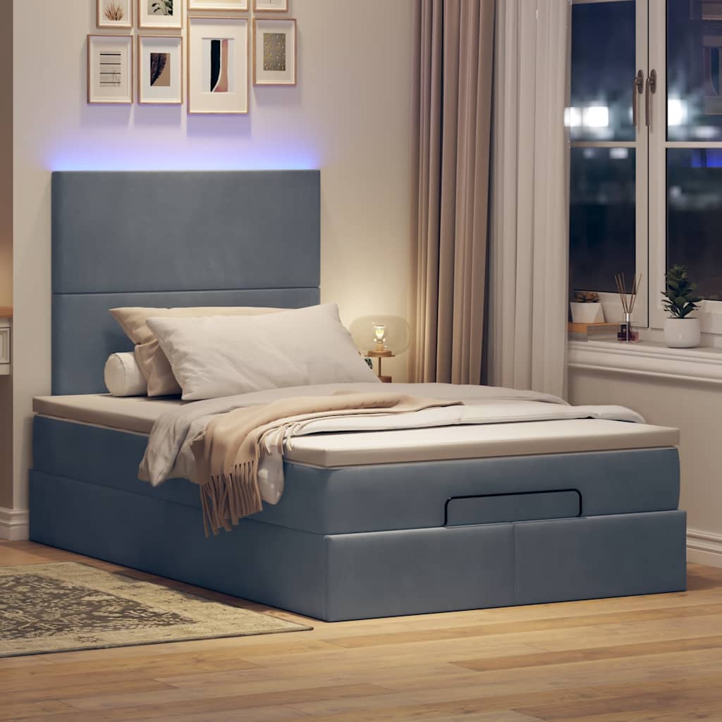 Ottoman bed met matrassen en LED's 120x190cm fluweel is nu te koop bij PeponiXL, paradijselijk wonen!