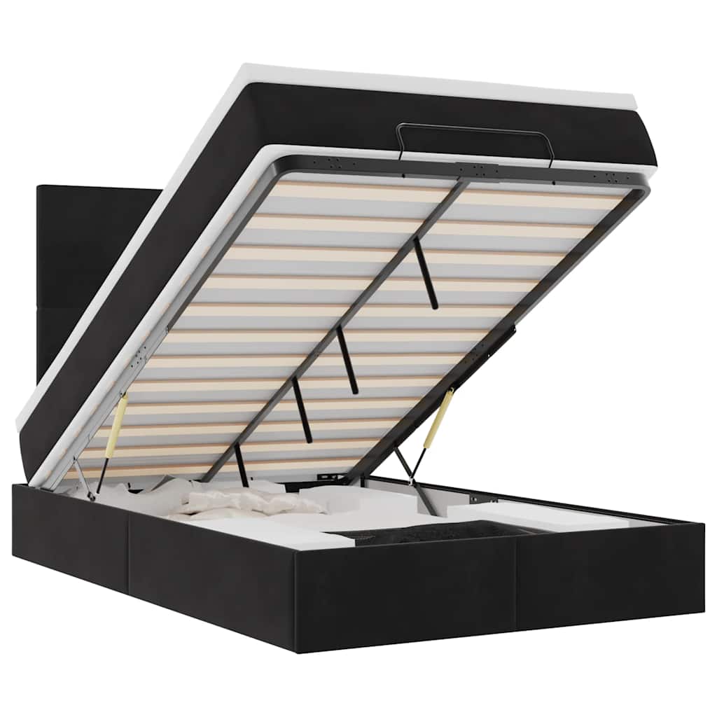 Ottoman bed met matrassen en LED's 120x190cm fluweel zwart is nu te koop bij PeponiXL, paradijselijk wonen!
