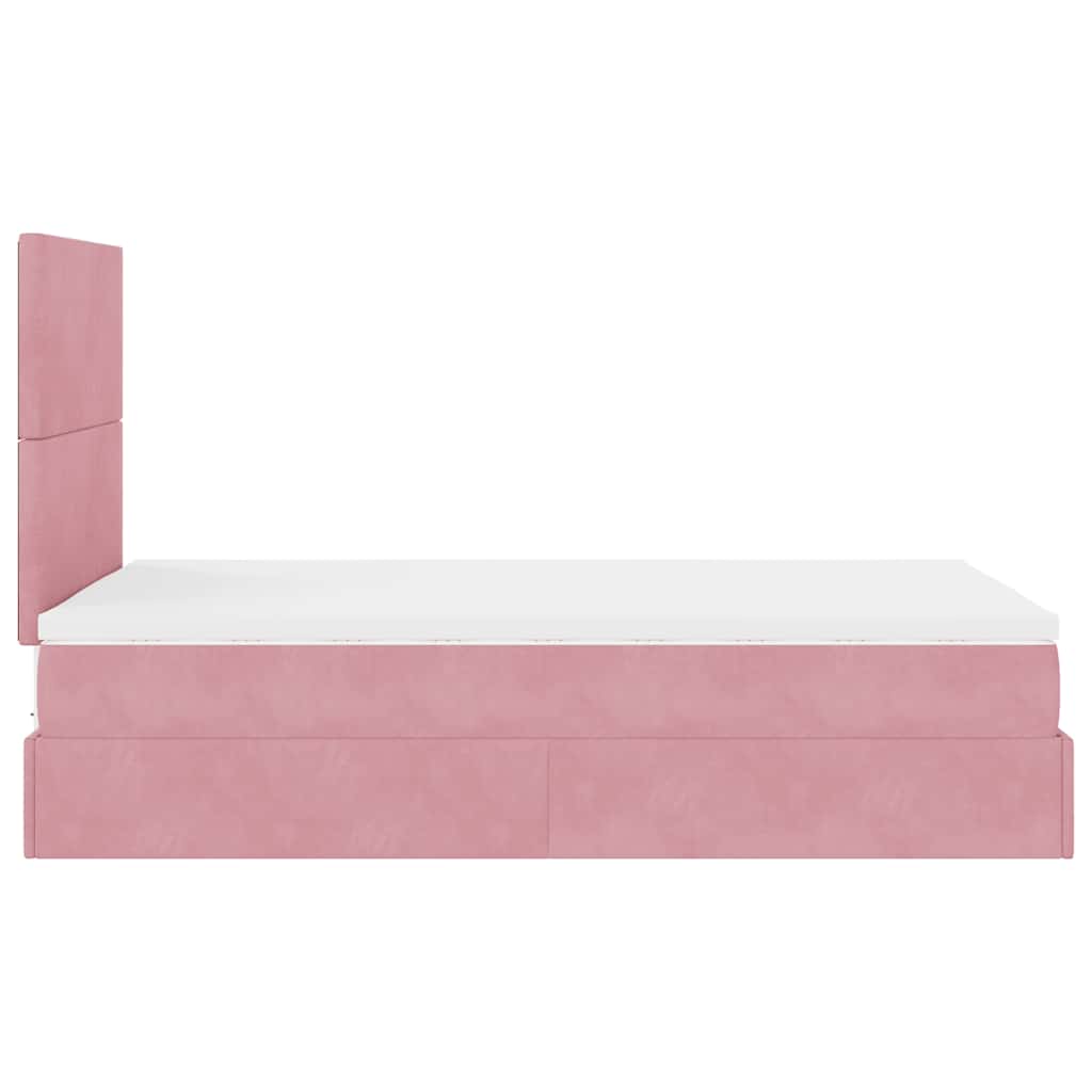 Ottoman bed met matrassen en LED's 120x190cm fluweel roze is nu te koop bij PeponiXL, paradijselijk wonen!