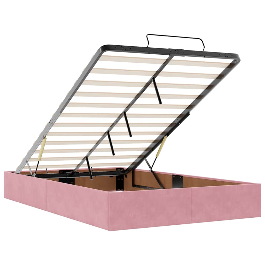 Ottoman bed met matrassen en LED's 120x190cm fluweel roze is nu te koop bij PeponiXL, paradijselijk wonen!