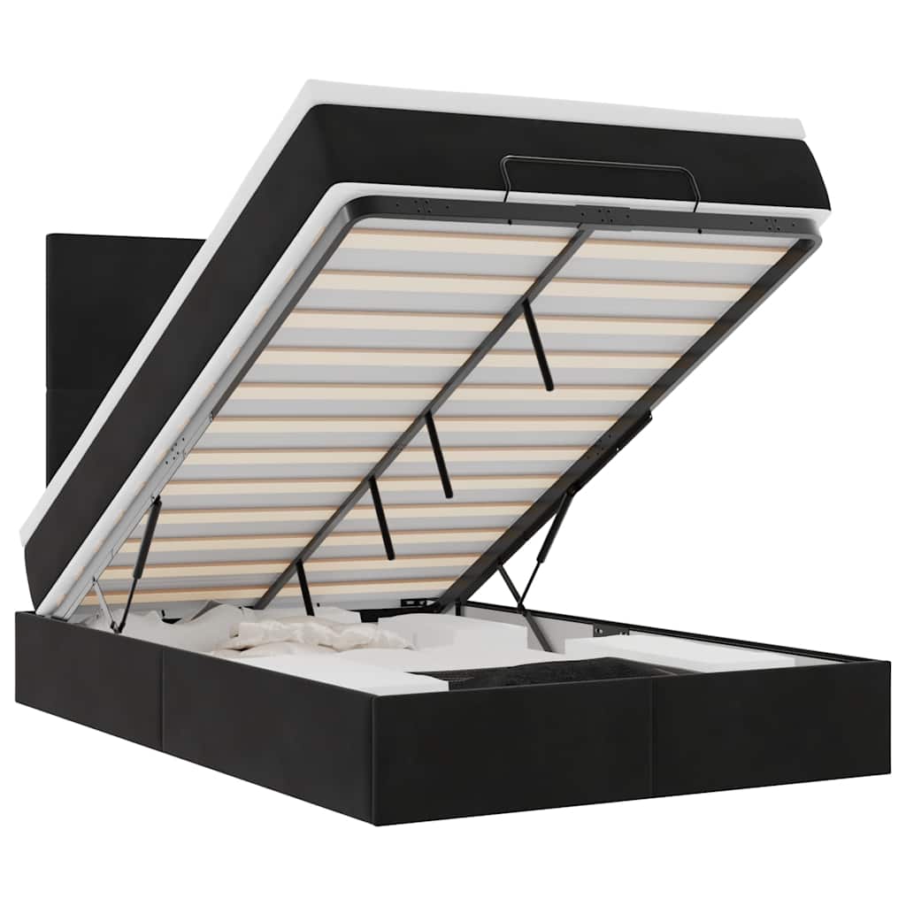 Ottoman bed met matrassen en LED's 120x200cm fluweel zwart is nu te koop bij PeponiXL, paradijselijk wonen!
