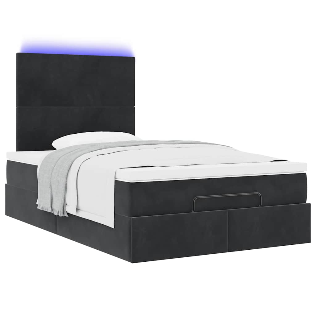 Ottoman bed met matrassen en LED's 120x200cm fluweel zwart is nu te koop bij PeponiXL, paradijselijk wonen!