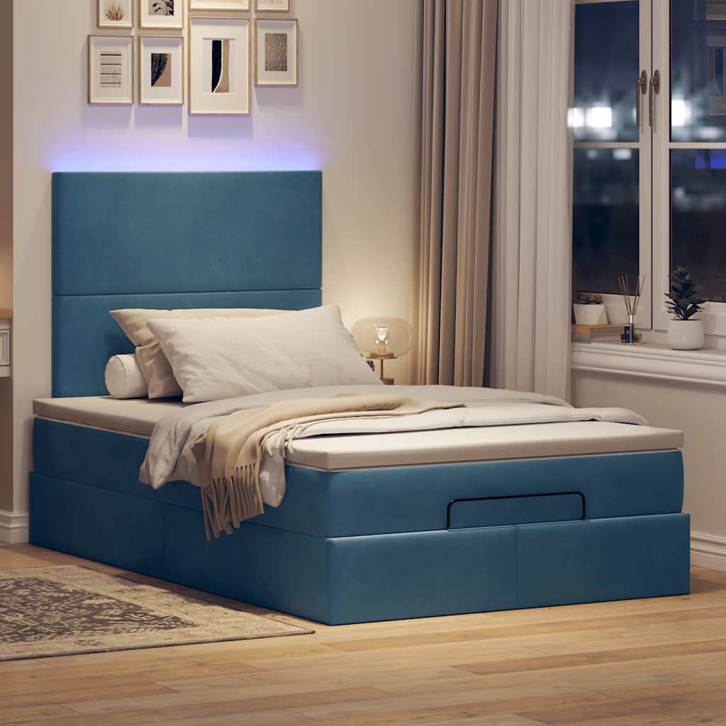Ottoman bed met matrassen en LED's 120x200cm fluweel is nu te koop bij PeponiXL, paradijselijk wonen!