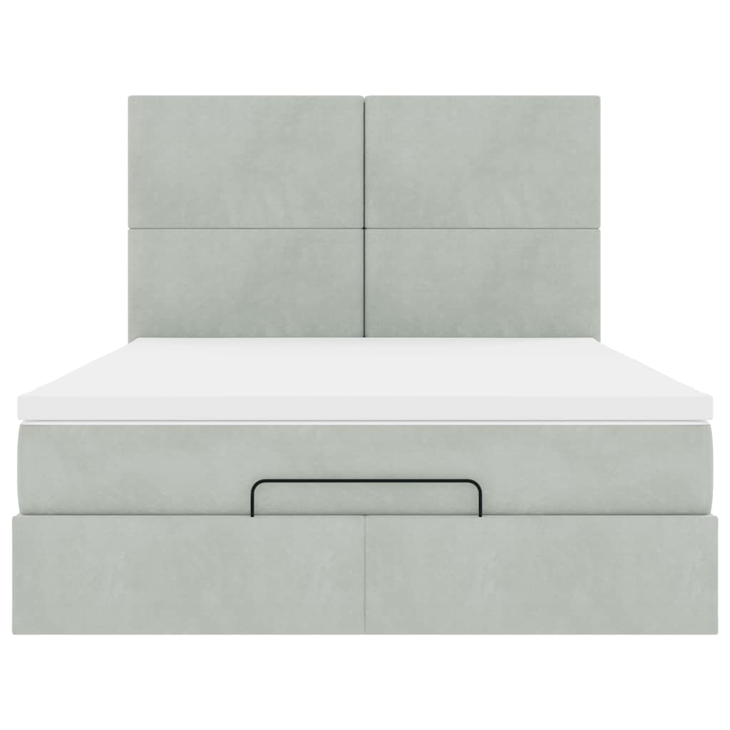 Ottoman bed met matrassen en LED's 140x190cm fluweel lichtgrijs is nu te koop bij PeponiXL, paradijselijk wonen!
