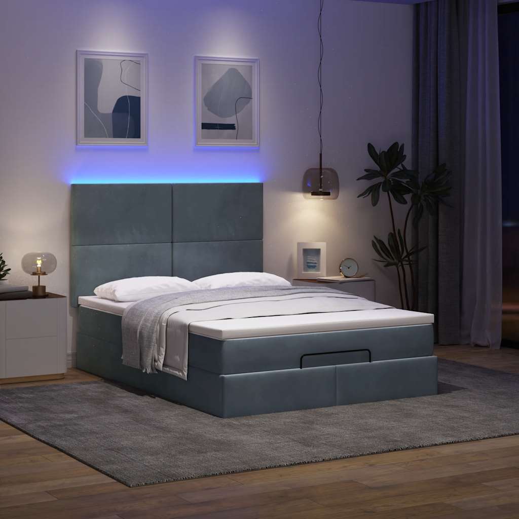Ottoman bed met matrassen en LED's 140x190cm fluweel is nu te koop bij PeponiXL, paradijselijk wonen!