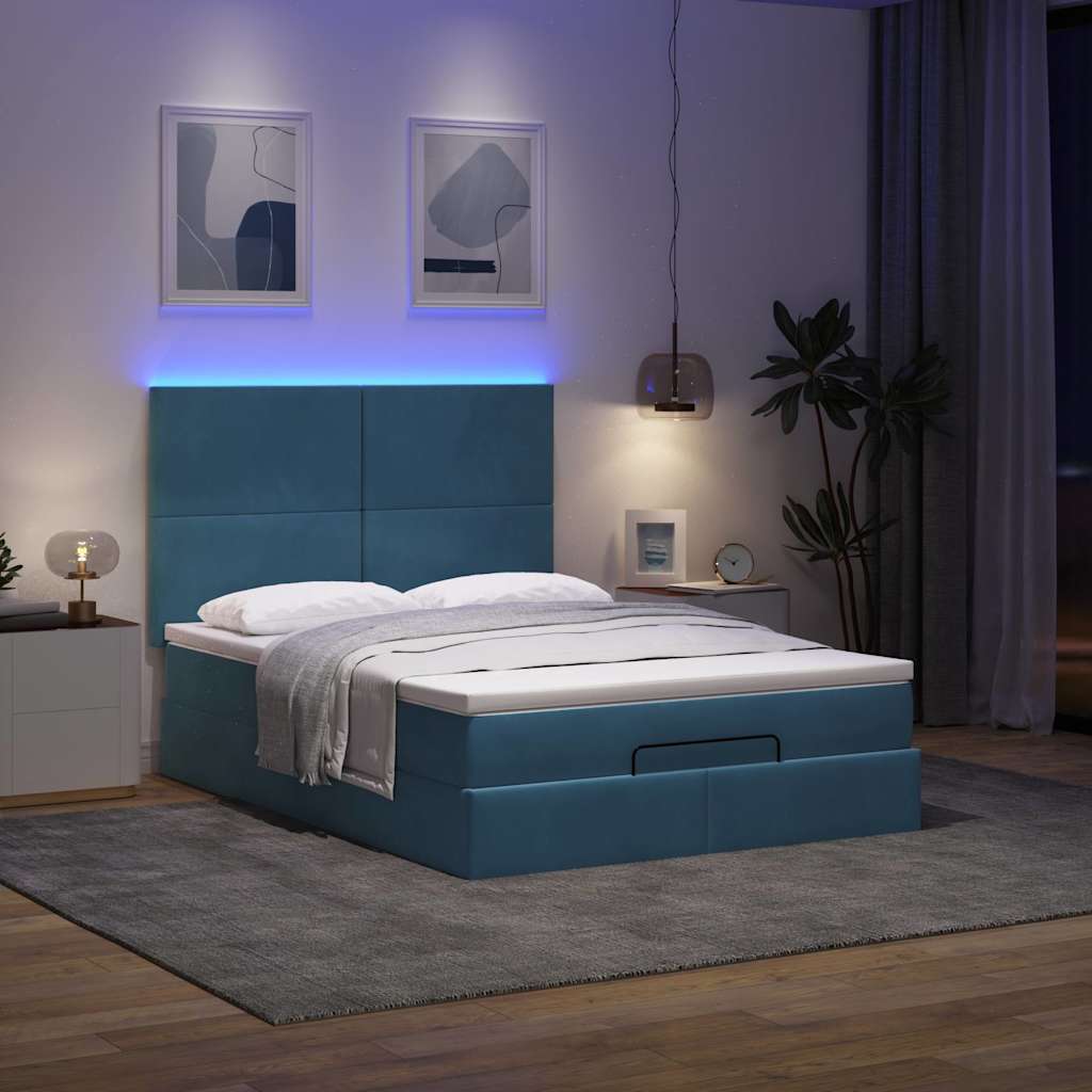 Ottoman bed met matrassen en LED's 140x190cm fluweel is nu te koop bij PeponiXL, paradijselijk wonen!
