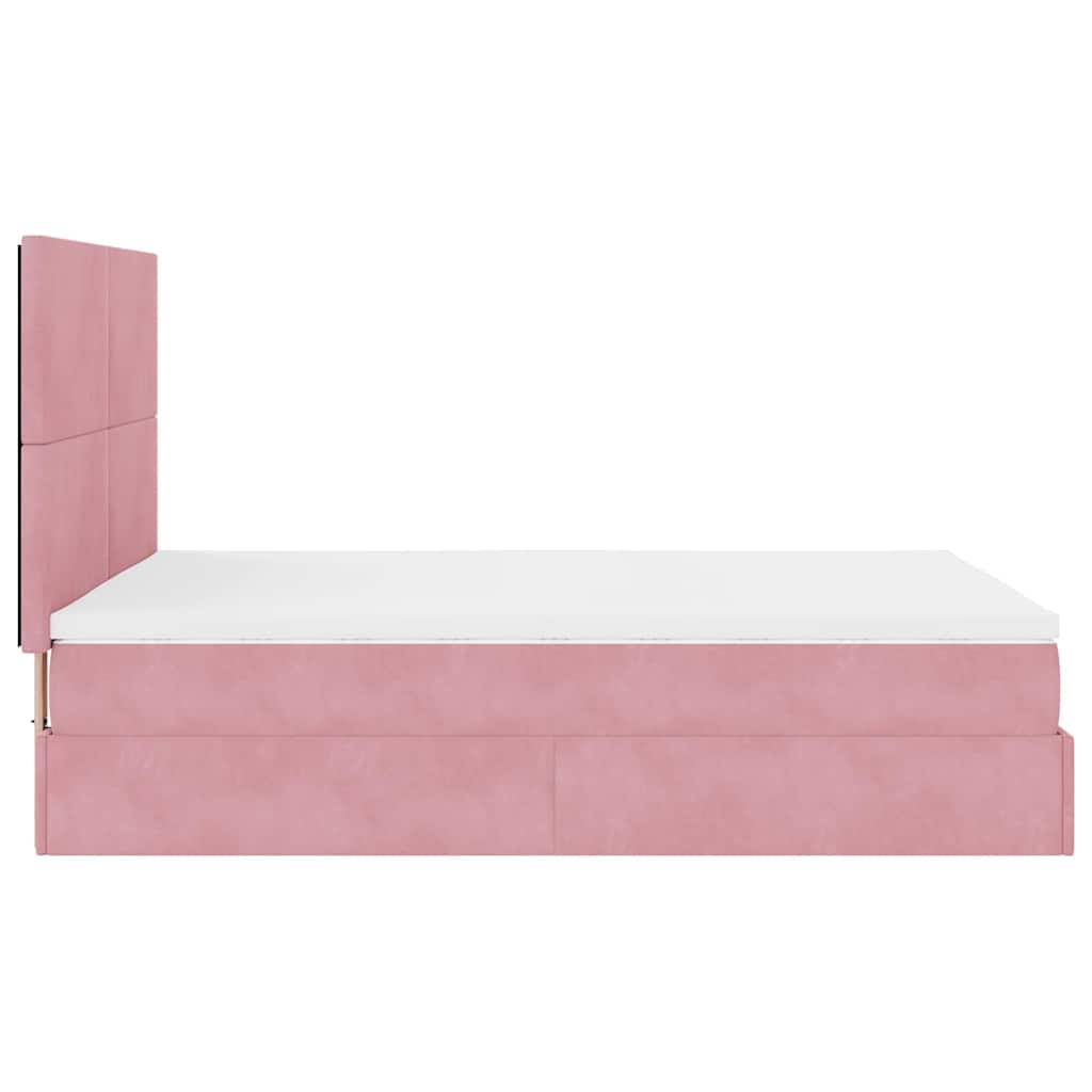 Ottoman bed met matrassen en LED's 140x190cm fluweel roze is nu te koop bij PeponiXL, paradijselijk wonen!