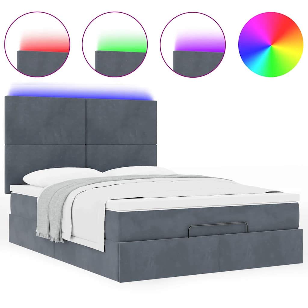 Ottoman bed met matrassen en LED's 140x200cm fluweel is nu te koop bij PeponiXL, paradijselijk wonen!