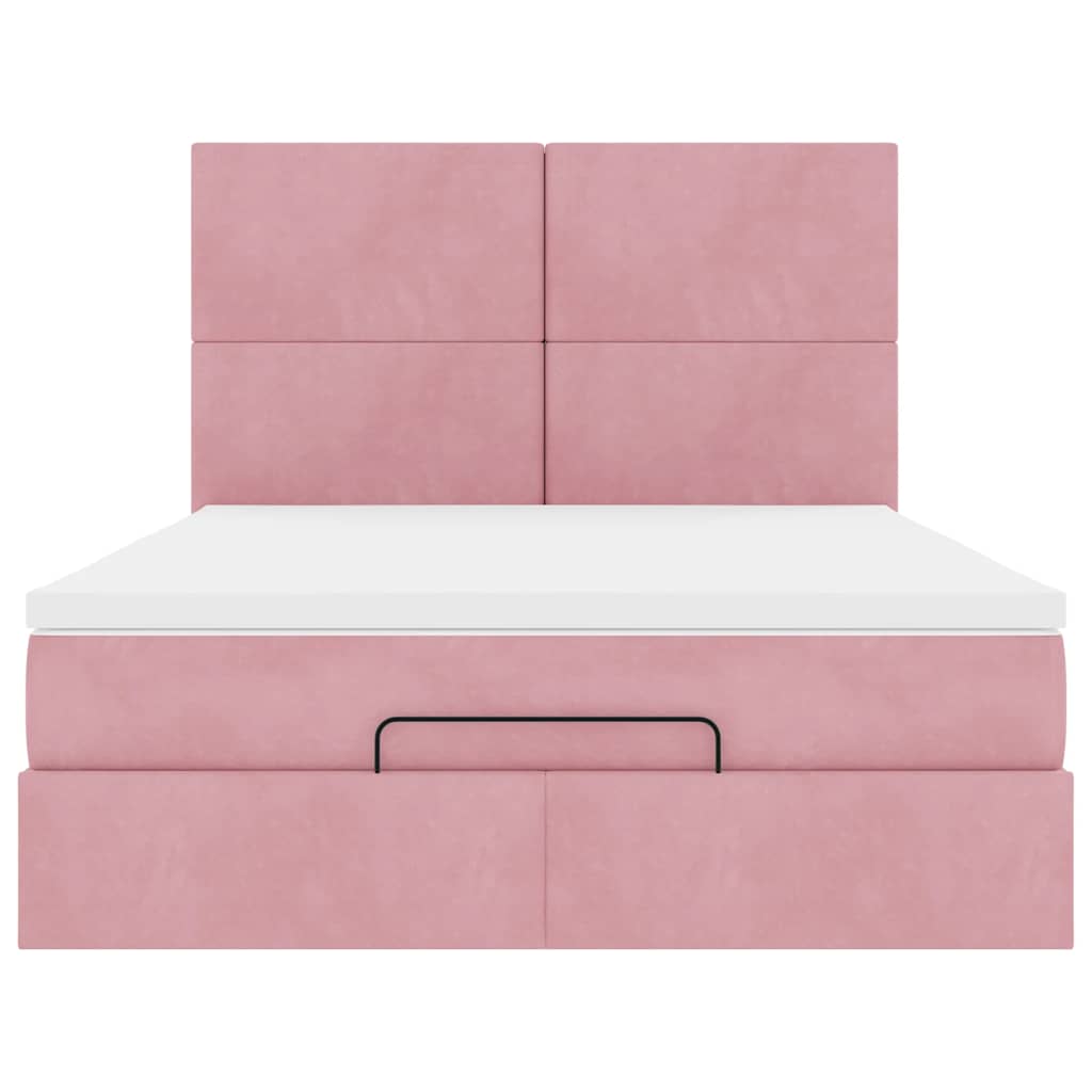 Ottoman bed met matrassen en LED's 140x200cm fluweel roze is nu te koop bij PeponiXL, paradijselijk wonen!