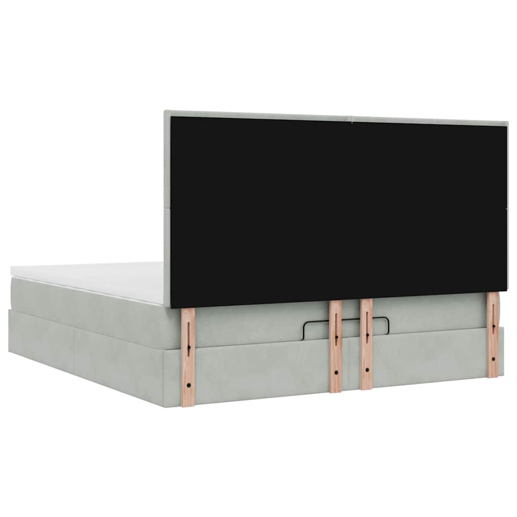 Ottoman bed met matrassen en LED's 160x200cm fluweel lichtgrijs is nu te koop bij PeponiXL, paradijselijk wonen!