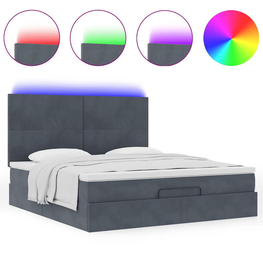 Ottoman bed met matrassen en LED's 160x200cm fluweel is nu te koop bij PeponiXL, paradijselijk wonen!