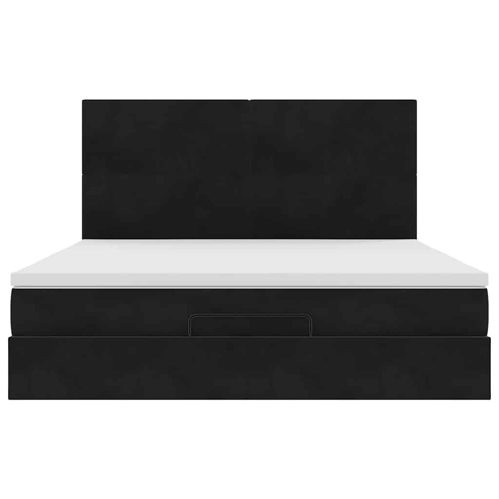Ottoman bed met matrassen en LED's 160x200cm fluweel zwart is nu te koop bij PeponiXL, paradijselijk wonen!