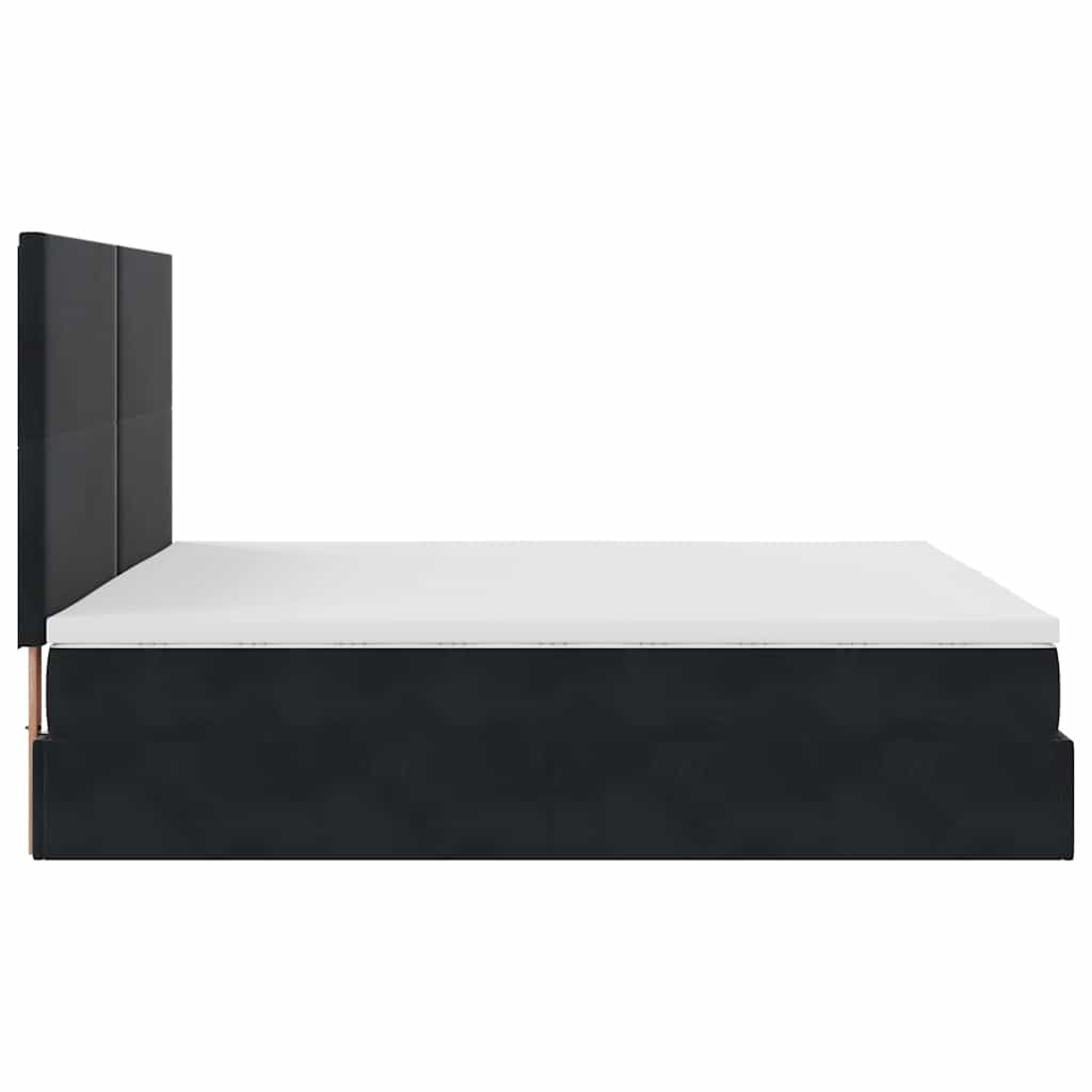 Ottoman bed met matrassen en LED's 160x200cm fluweel zwart is nu te koop bij PeponiXL, paradijselijk wonen!