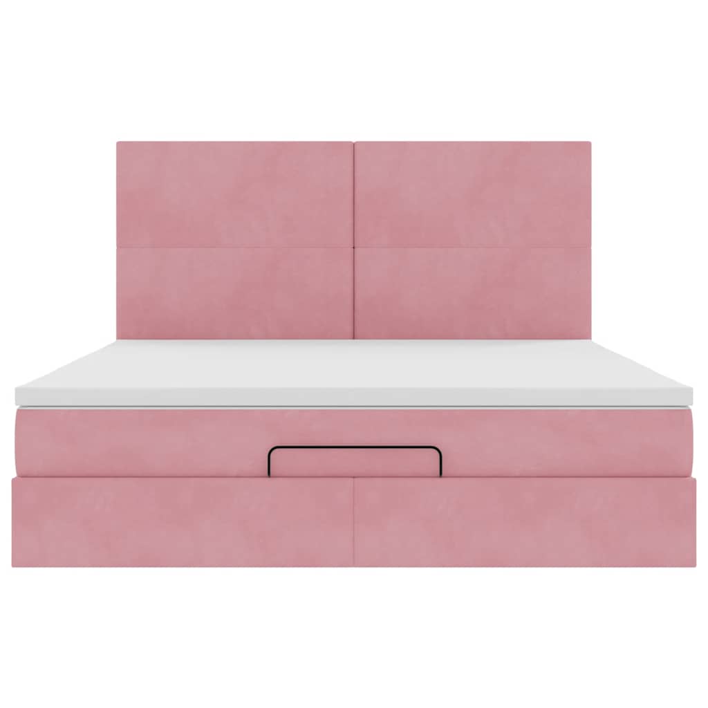 Ottoman bed met matrassen en LED's 180x200cm fluweel roze is nu te koop bij PeponiXL, paradijselijk wonen!