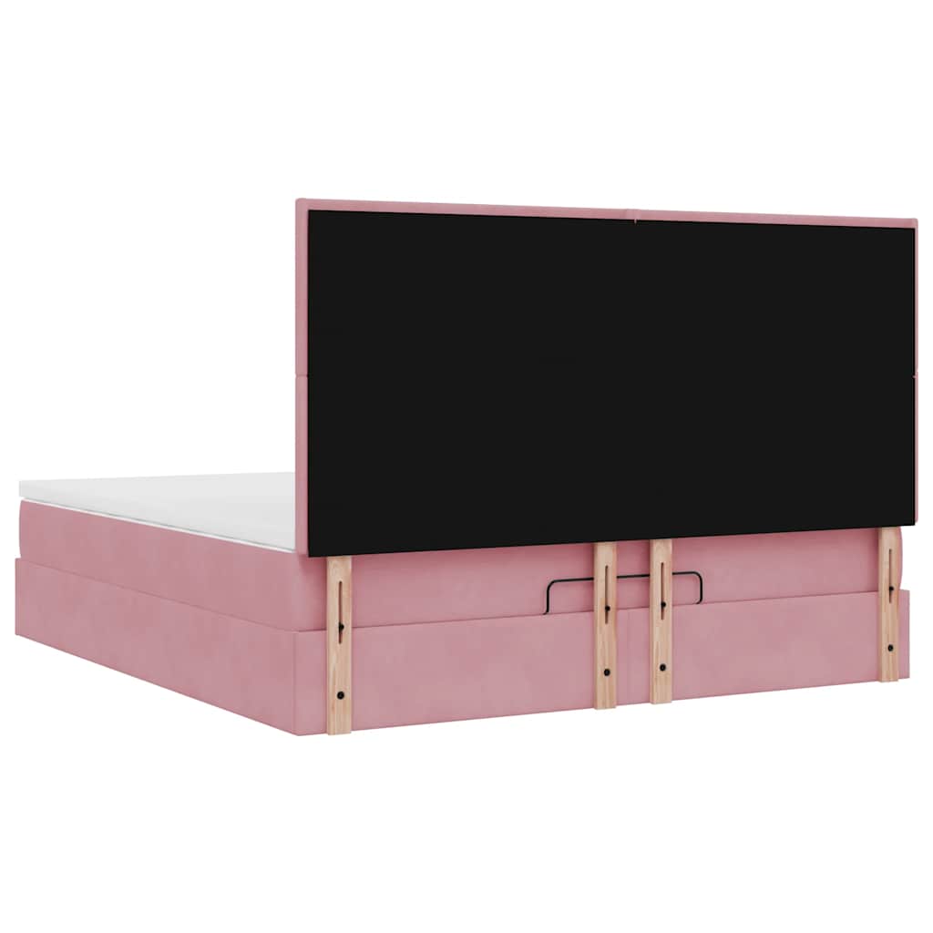 Ottoman bed met matrassen en LED's 180x200cm fluweel roze is nu te koop bij PeponiXL, paradijselijk wonen!
