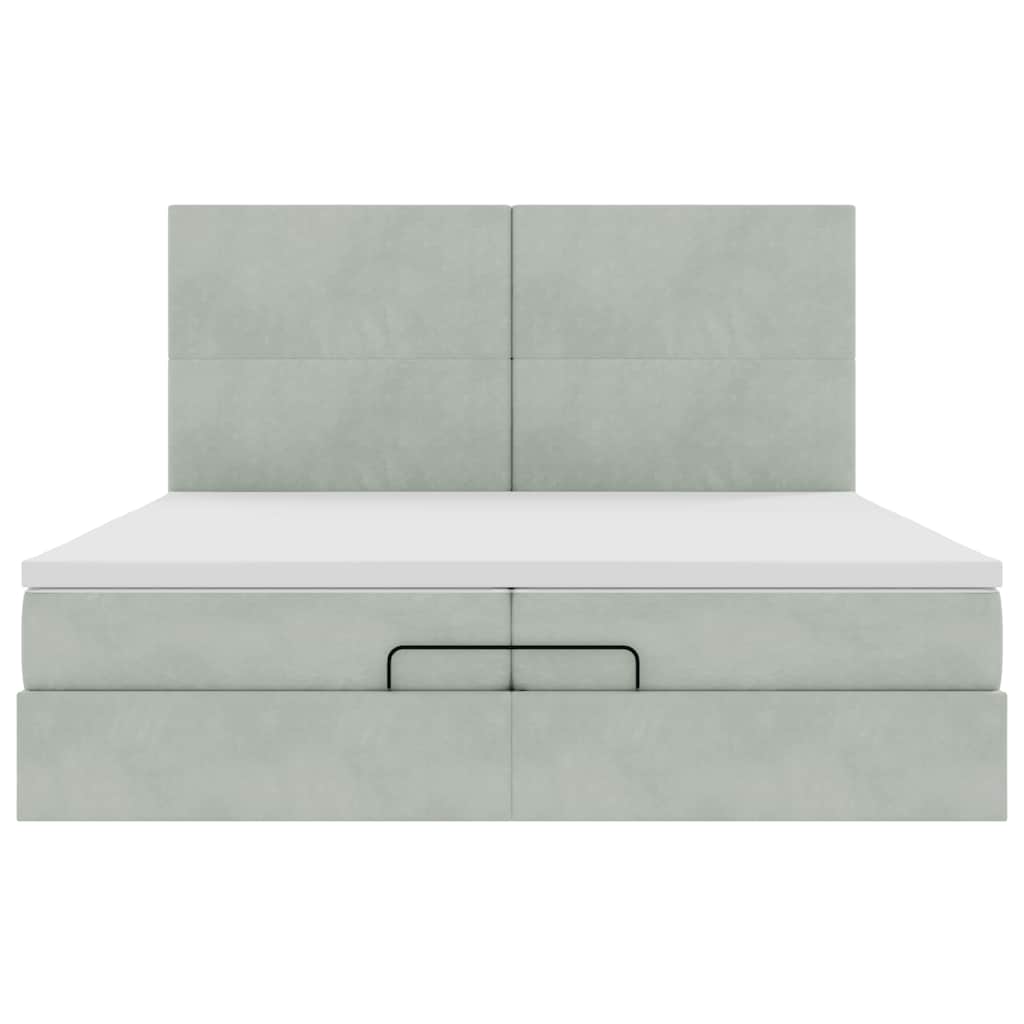 Ottoman bed met matrassen en LED's 200x200cm fluweel lichtgrijs is nu te koop bij PeponiXL, paradijselijk wonen!