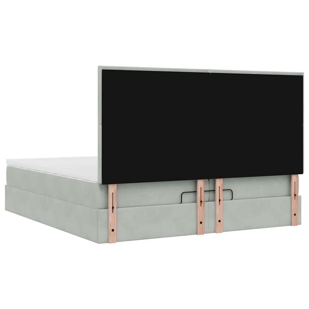 Ottoman bed met matrassen en LED's 200x200cm fluweel lichtgrijs is nu te koop bij PeponiXL, paradijselijk wonen!