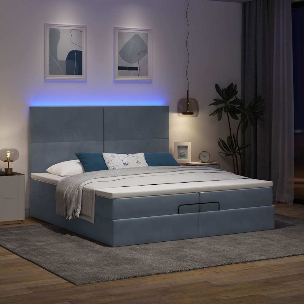 Ottoman bed met matrassen en LED's 200x200cm fluweel is nu te koop bij PeponiXL, paradijselijk wonen!