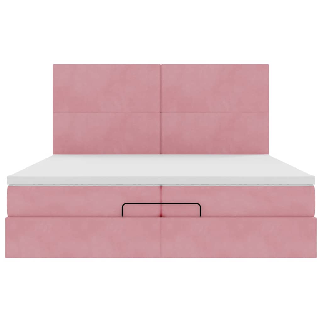 Ottoman bed met matrassen en LED's 200x200cm fluweel roze is nu te koop bij PeponiXL, paradijselijk wonen!