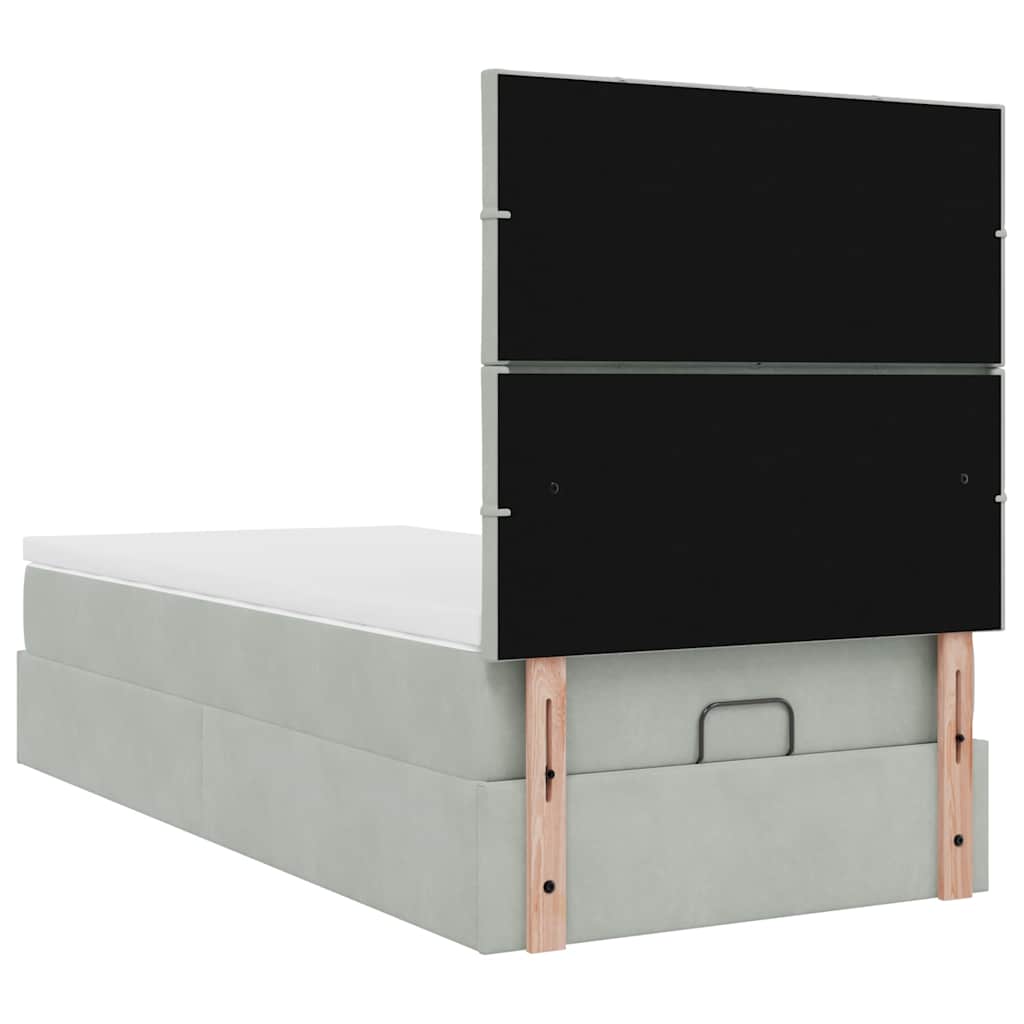 Ottoman bed met matrassen en LED's 80x200cm fluweel lichtgrijs is nu te koop bij PeponiXL, paradijselijk wonen!
