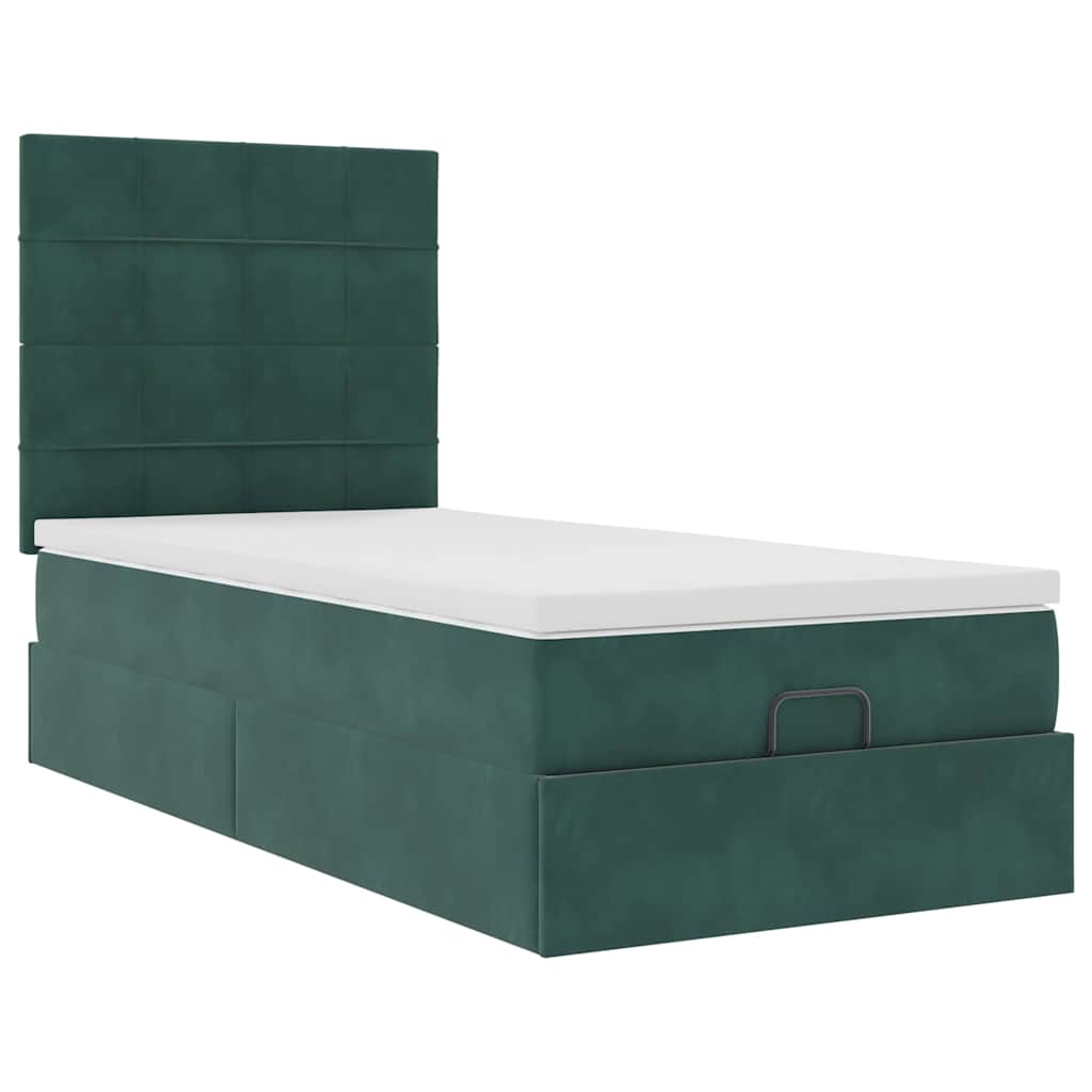 Ottoman bed met matrassen en LED's 80x200cm fluweel donkergroen is nu te koop bij PeponiXL, paradijselijk wonen!