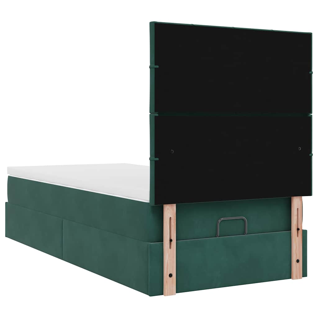 Ottoman bed met matrassen en LED's 80x200cm fluweel donkergroen is nu te koop bij PeponiXL, paradijselijk wonen!