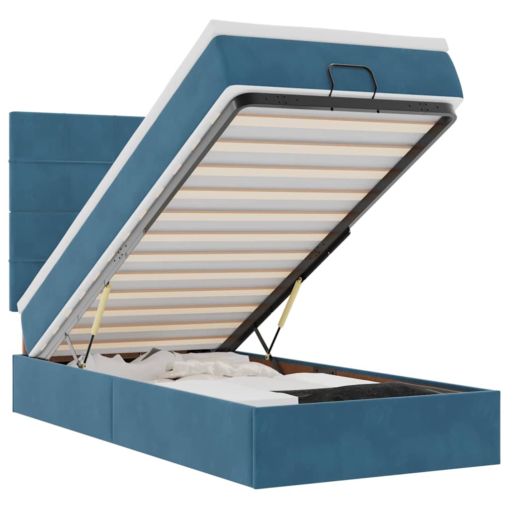 Ottoman bed met matrassen en LED's 80x200cm fluweel donkerblauw is nu te koop bij PeponiXL, paradijselijk wonen!
