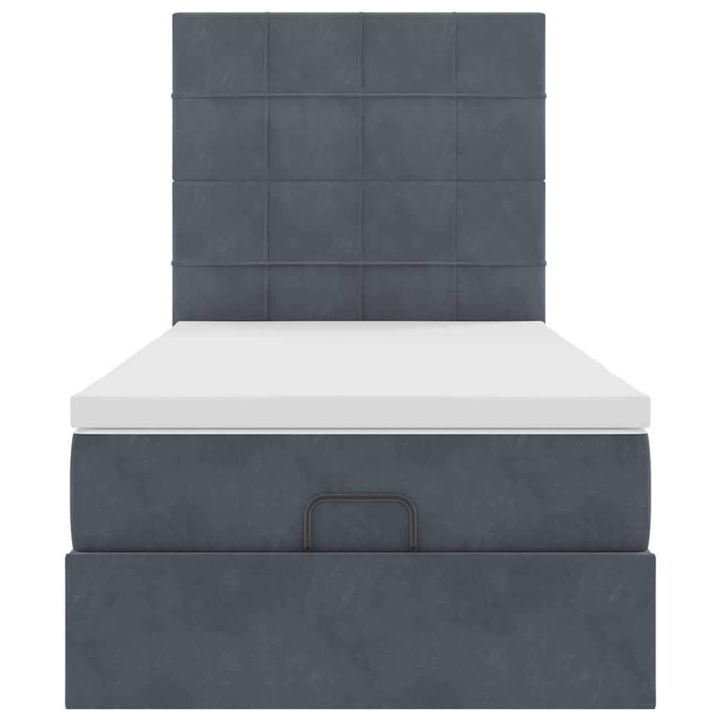 Ottoman bed met matrassen en LED's 90x190cm fluweel donkergrijs is nu te koop bij PeponiXL, paradijselijk wonen!