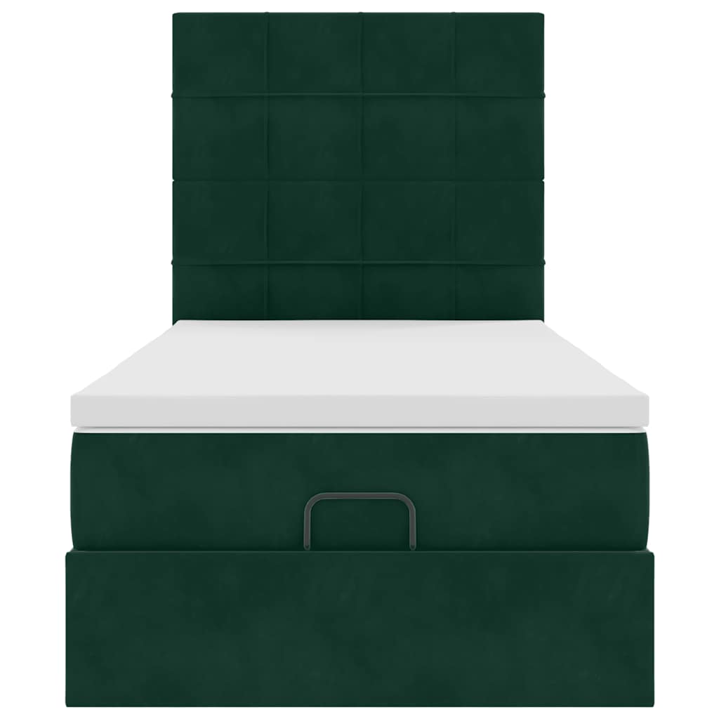 Ottoman bed met matrassen en LED's 90x190cm fluweel donkergroen is nu te koop bij PeponiXL, paradijselijk wonen!