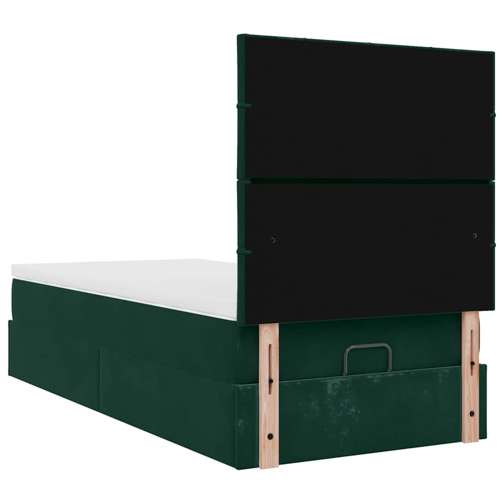 Ottoman bed met matrassen en LED's 90x190cm fluweel donkergroen is nu te koop bij PeponiXL, paradijselijk wonen!
