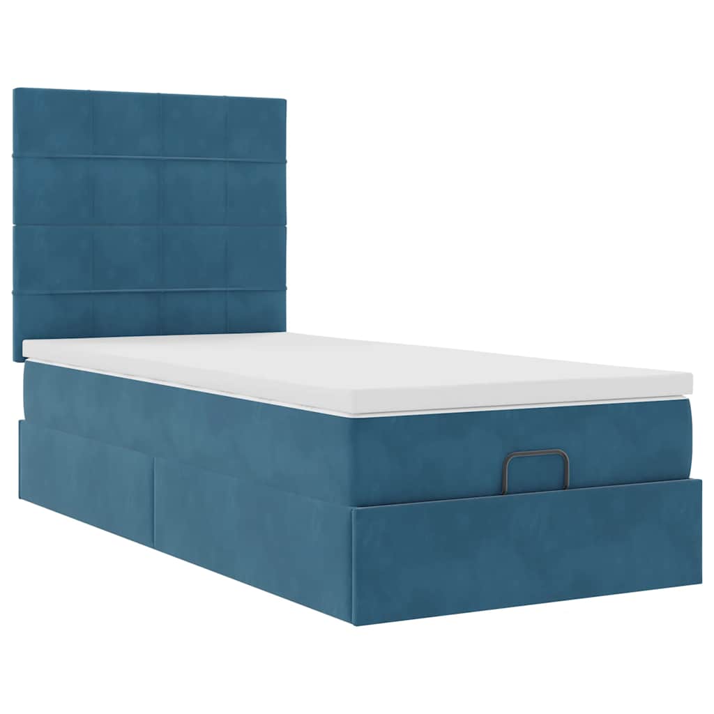 Ottoman bed met matrassen en LED's 90x190cm fluweel donkerblauw is nu te koop bij PeponiXL, paradijselijk wonen!