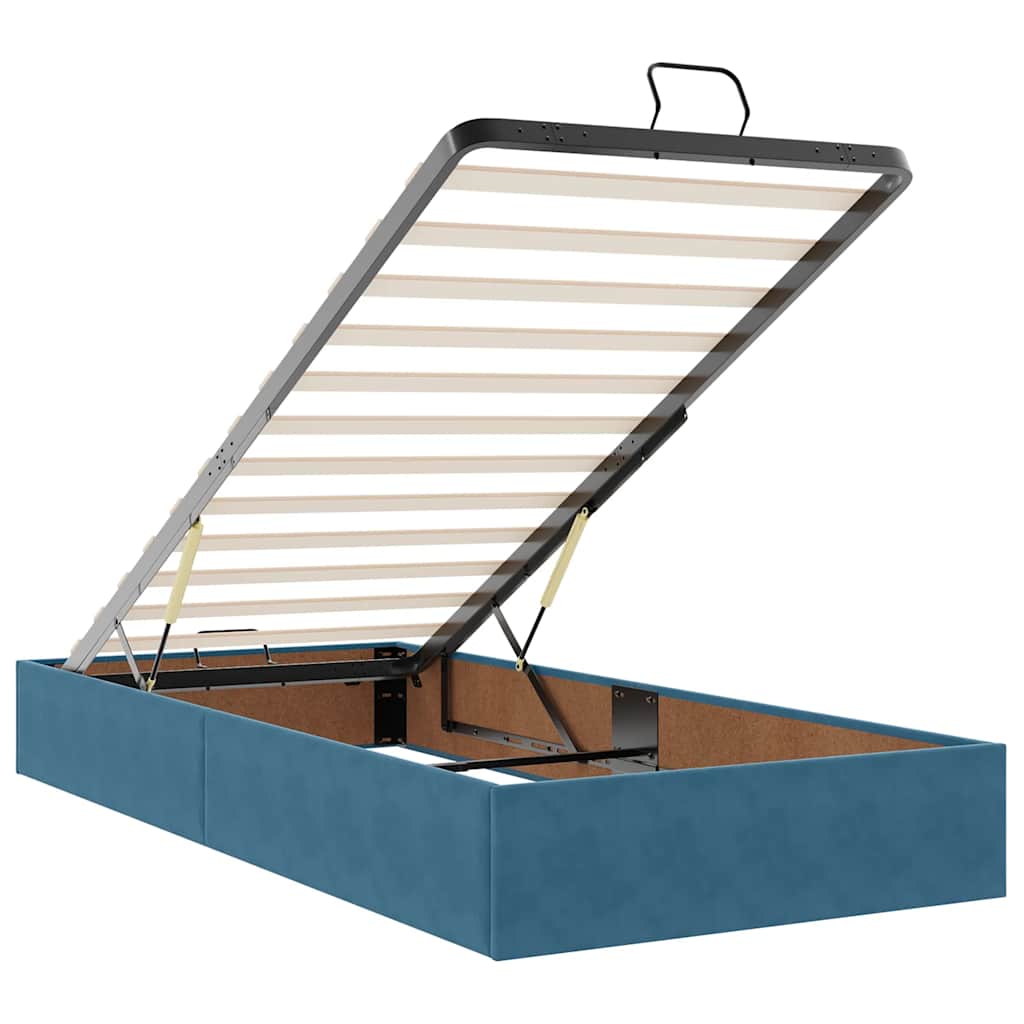 Ottoman bed met matrassen en LED's 90x190cm fluweel donkerblauw is nu te koop bij PeponiXL, paradijselijk wonen!